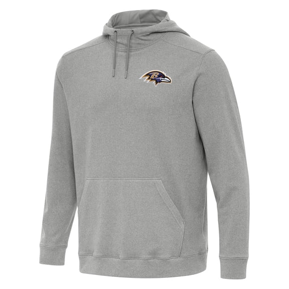 Men's Antigua Heather Gray Baltimore Ravens Cloud Pullover Hoodie