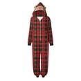 thumbnail image 3 of Odeerbi Christmas Onesie Pajamas for Family Holiday Sleep Jumpsuit Long Sleeve Family Christmas Pajamas Matching Sets Mom Fashion Lattice Print Plush Jumpsuit Sleepwear PJs Set Red, 3 of 7
