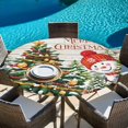 thumbnail image 6 of Snowman Christmas Round Tablecloth, Fitted Table Cover with Elastic for 36"-44" Round Tables, Xmas Tree Ball Snowflake Winter Wooden Table Cloth Outdoor Indoor Dinning Party Waterproof Tablecloths, 6 of 7