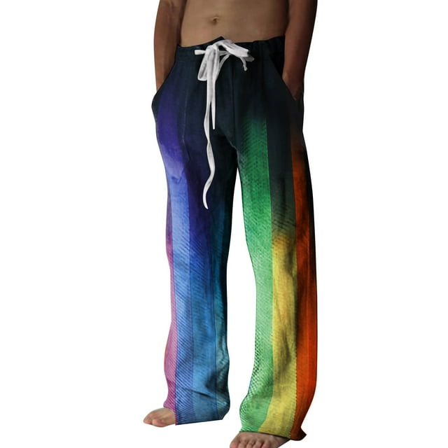 Men's Digital 3D Printed Casual Pants with Drawstring Belt Comfortable Abstract Art Design Lightweight Trousers for Everyday Wear