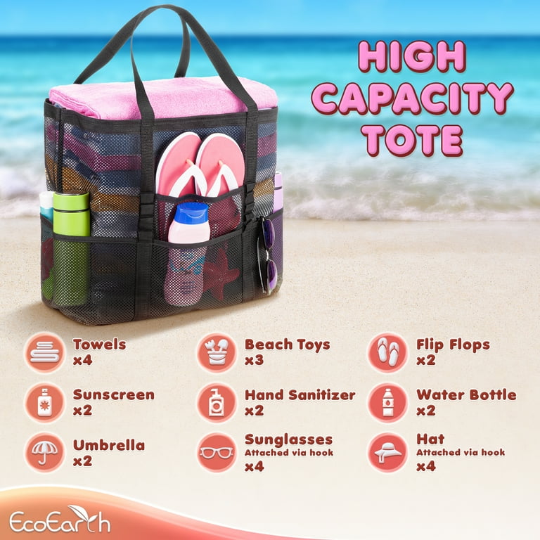 EcoEarth Summer Vacation Nylon Mesh Beach Bag, Waterproof