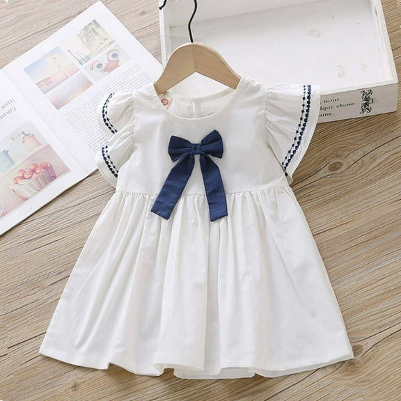 Gyratedream Toddler Kids Baby Girls Ruffled Sleeveless Bowknot Casual Dress Summer Princess