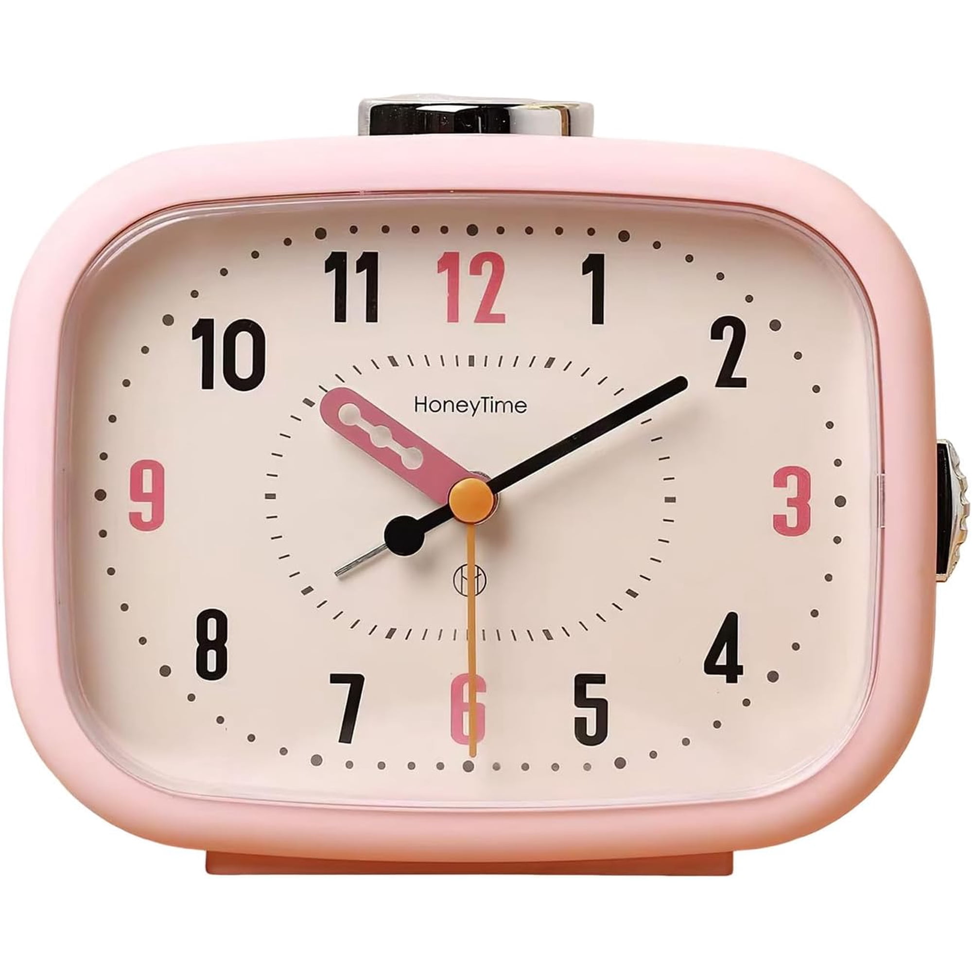 Rectangle Analog Alarm Clock, Loud Music Alarm with 7 Melodies & Night Light, Silent Non-Ticking Small Bedside Clock for Bedroom Living Room Office