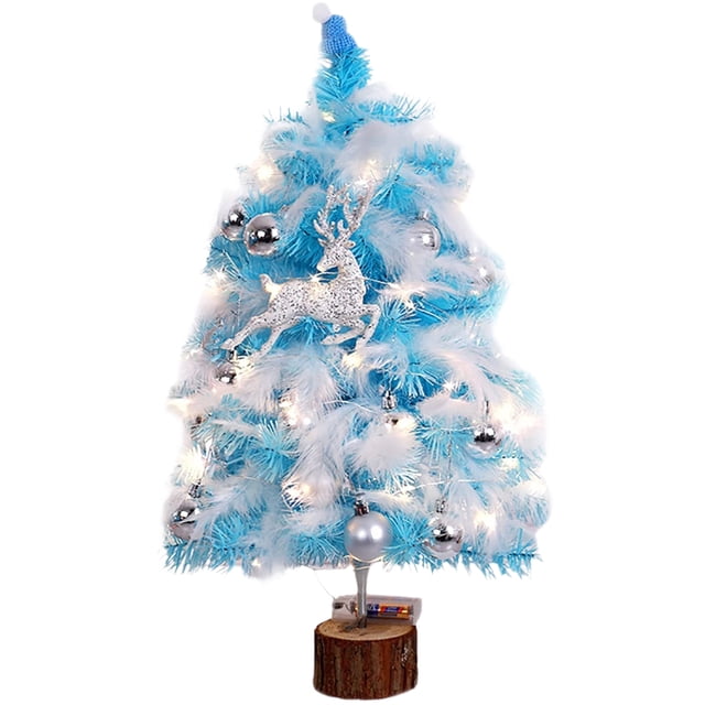 Navidad De Plumas Artificiales Con Luces De Hadas Led Mini Árbol De Navidad Iluminado Para Decoración Navideña sonducket HA042009-02