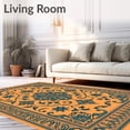 thumbnail image 2 of ODIKA 3'x5' Machine Washable Non-Slip Area Rug, Ornate Floral Medallion With Warm Amber and Slate Highlights High Traffic Rug, Orange, 470254, 2 of 7