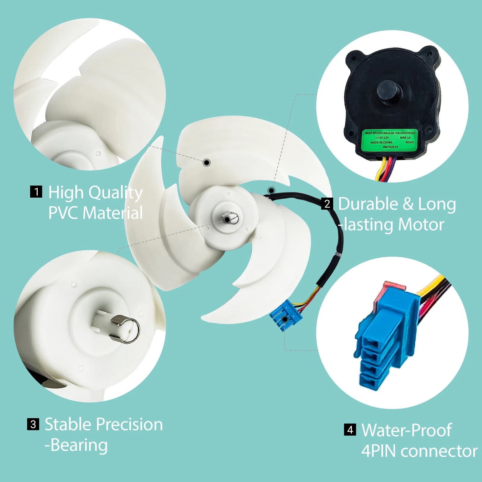 GUYUTING OE EAU65058502 Refrigerator Fan Motor Quiet Cooling Efficient Parts For LG Kenmore Side By Side Fridges
