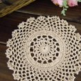 thumbnail image 4 of Tapetes de mesa de encaje de algodón de ganchillo redondos hechos a mano YONGSHENG 4 piezas flor beige/blanco 7 pulgadas, 4 of 5