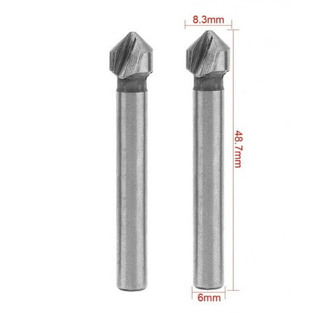 

2pcs 3 Flute Countersink Drill Bit 90Degree Chamfering Tool Chamfer Cutter