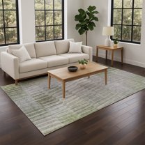 Addison Rugs Chantille Indoor/Outdoor Transitional Stripes Olive Machine Washable Rectangle Rug, 10' x 14'