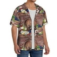 thumbnail image 4 of Easygdp Bottle Glass Red Wine Men's Casual Short-sleeved Shirt with Pocket and Button Suitable for Beach Vacation Leisure - Small, 4 of 7