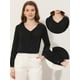 thumbnail image 2 of Blusa de gasa de manga larga de color sólido con cuello en V para mujer Negro S, 2 of 4