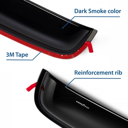 Goodyear Shatterproof Sunroof Wind Deflector 42.5, Tinted Sun and Moonroof Visor for Deflecting Noise, Rain, and Windy Weather, Car Accessories, Sun Shade Light Tint - GY004902