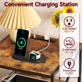 thumbnail image 4 of 20" Small Nightstand with Charging Station, Mini Fridge Stand, Square Side Table, End Table for Living Room, Bedroom Beside Table, Table De Chevet,Rustic Brown, 4 of 14