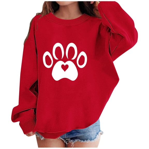 Oversized Hoodies for Teen Girl Cute Graphic Pullover Tops Long Sleeve Hooded Girls Valentines Outfits Clothes Long Sleeve Workout Tops Red 110