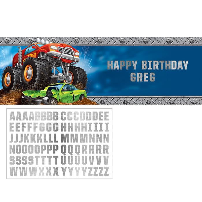 Creative Converting Monster Truck Rally Giant Party Banner With Stickers