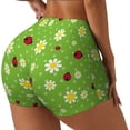 thumbnail image 2 of Fotbe Daisies And Ladybugs Seamless Shorts, Womens Workout Shorts High Waist Stretch Booty Short for Gym/Yoga/Running/Biking-Large, 2 of 9