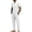 White, variant on Gamivast Men's 2 Piece Summer Beach Outfits Short Sleeve Button Down Banded Collar Shirts and Long Pants Set Casual Linen Feel Vacation Yoga Lightweight Suits Black L