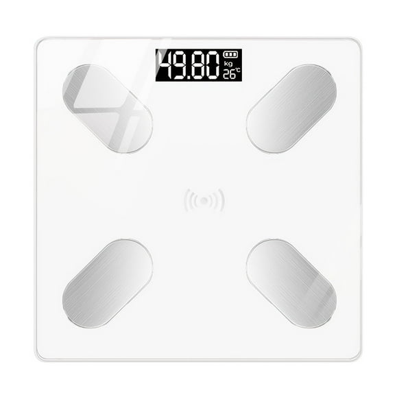 High Precision Digital Bathroom Scale with Large Tempered Glass Platform, Accurate LED Display & Temperature Reading. Switchable kg/lbs for Home, Gym, Dorm Use. Ideal Gift.(White)