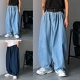 thumbnail image 4 of CENL Mens Straight Jeans Blue Loose Trousers Neutral Y2K Streetwear Casual Wide Pants, 4 of 5