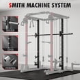 thumbnail image 6 of MITONOS Smith Machine, 2000LBS Power Cage with Cable Crossover System, All-in-One Squat Rack with Smith Bar, Workout Cage Strength Training Equipment with Attachments, RD, 6 of 8