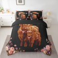thumbnail image 2 of jejeloiu Farm Animal Cattle 7 Pieces Bedding Comforter Set,Kawaii Highland Cow Full Bedding Set,Rustic Flowers Blossom Fitted Sheet Flat Sheet For Girls Kids,Microfiber Bedroom Decor Reversible, 2 of 8