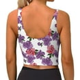 thumbnail image 3 of Haiem Peonies Pattern Womens Sports Bra - U Neck Padded Low Impact Yoga Bra Workout Crop Top Gym Moisture-Wicking Workout Vest -Small, 3 of 9