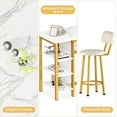 thumbnail image 6 of Lamerge Furniture Kitchen Bar Height Table and Chairs for 2, 5-Tier Compact Dining Room Table, White Faux Marble Top and 2 PU Leather Upholstered Seat Black Frame, Modern Dining Set for Home & Office, 6 of 16