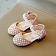 thumbnail image 4 of URMAGIC Girls Toddler/Little Kid Flats Dress Shoes Princess Pearls Bow Girl Glitter Party Wedding Sandals, 4 of 14