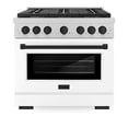 thumbnail image 2 of ZLINE Autograph Edition 36 in. 5.2 cu. ft. Paramount Gas Range with 6 Burner Cooktop and Convection Gas Oven in DuraSnow Stainless Steel with White Matte Door and Matte Black Accents (SGRSZ-WM-36-MB), 2 of 2