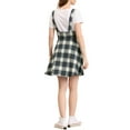 thumbnail image 3 of INSPIRE CHIC Women's Pinafore Tartan Checks Braces A-Line Suspender Skirt M Black Grey, 3 of 7