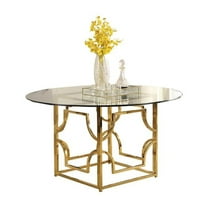 Best Master Furniture Kina 60" Modern Tempered Glass Dining Table in Gold