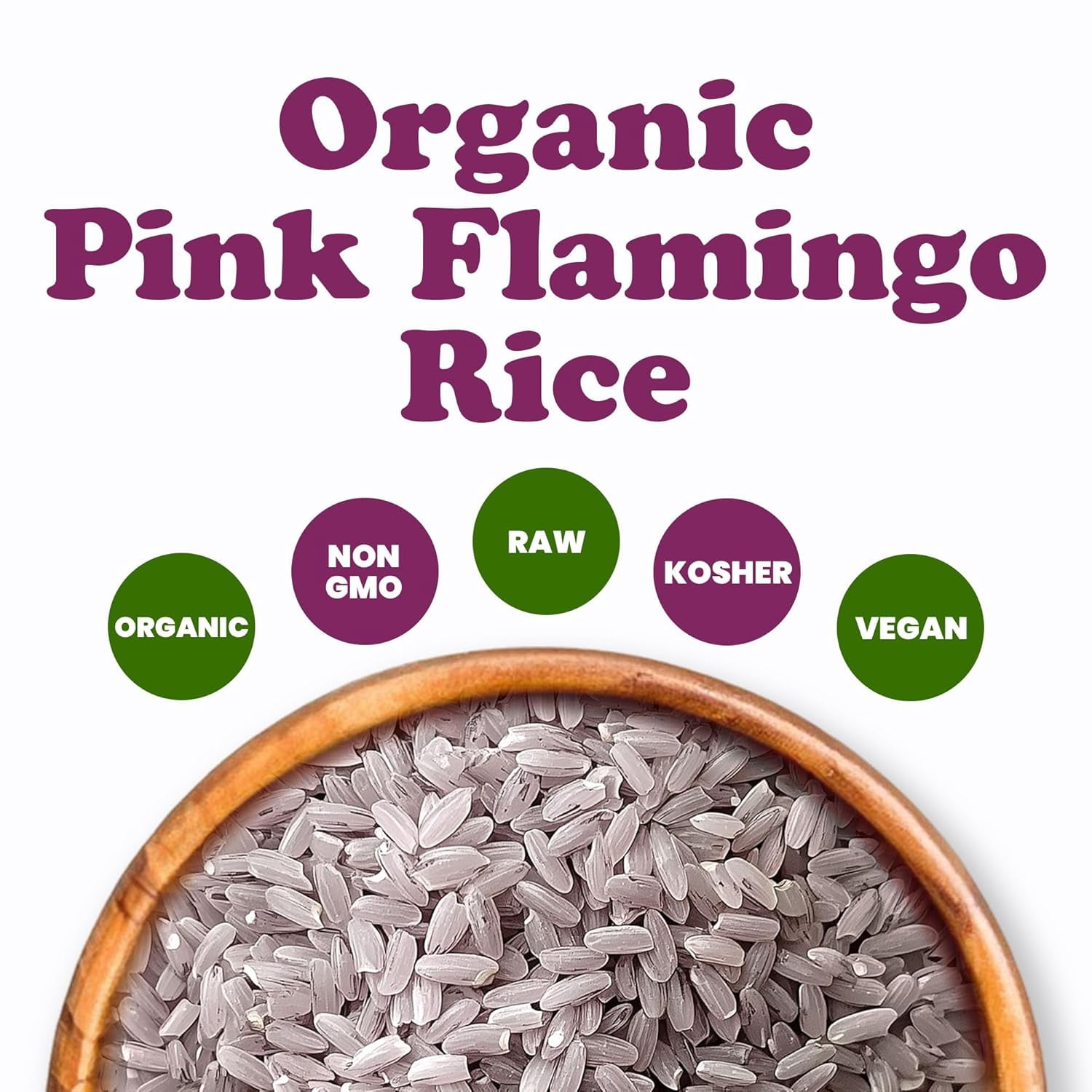 Organic Pink Flamingo Rice, 5 Pounds – Non-GMO, Vegan, Kosher, Bulk - by Food to Live