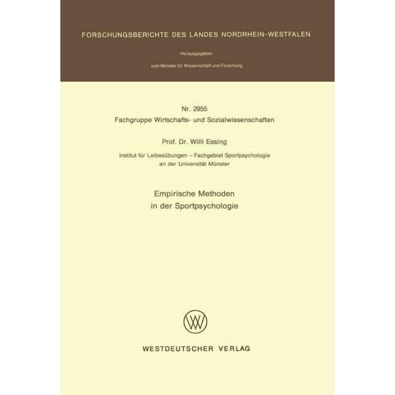 Empirische Methoden in Der Sportpsychologie, (Paperback)