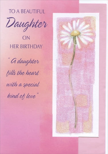 Designer Greetings Tall Daisy with Glitter in White Frame Die Cut: Daughter Birthday Card