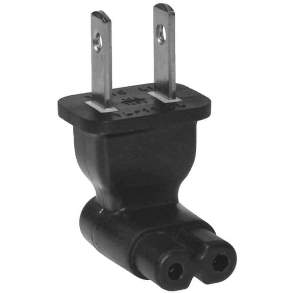 Toptekits 2 Prong Right Angle Plug Adapter, USA IEC 60320-C7 Receptacle to NEMA 1-15P
