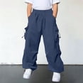 thumbnail image 2 of Oiyii Girls Cargo Pants Solid Wide-Leg Loose Fit Straight Outdoor Casual Slacks, Sizes 5-15Y, 2 of 9