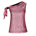 thumbnail image 6 of BLVB Womens Sequin Tops Sleeveless One Shoulder Sparkle Camisole Glitter Tank Tops Cocktail Club Party Shirts Vest, 6 of 6