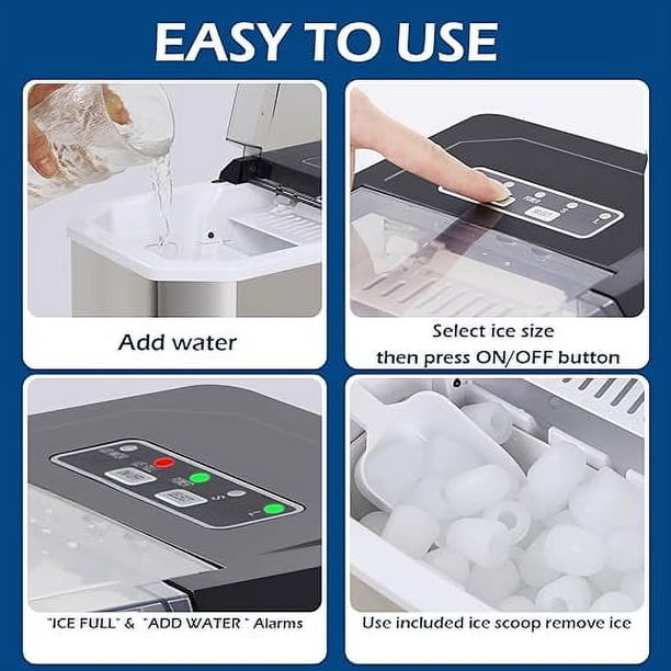 Igloo Machine à glaçons électrique portable autonettoyante automatique avec poignée, 11,8 kg en 24 heures, 9 glaçons prêts en 7 minutes, avec pelle à glace et panier