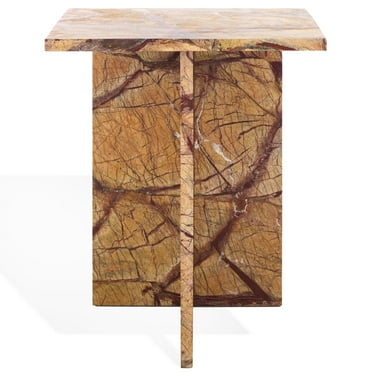 Safavieh Adriano 2 Leg Marble Accent Table in Beige / Brown