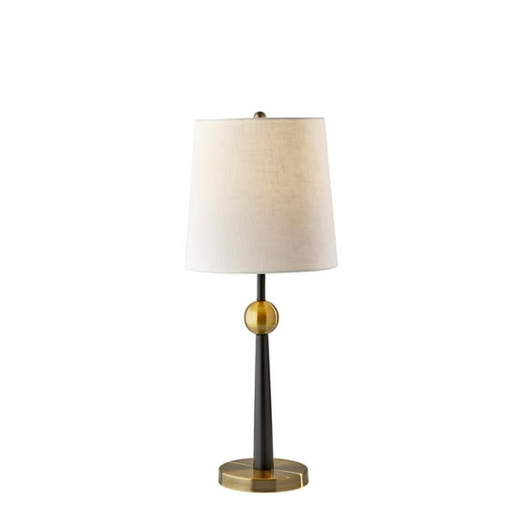 Adesso® Francis Table Lamp, 29"H, Off-White Shade/Black & Antique Brass Base