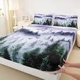 thumbnail image 3 of Homewish Woodland Pine Tree Queen Sheet Sets for Men, Nature Landscape Flat Sheet, Purple Rustic Farmhouse Queen Fitted Sheet, Microfiber Bedroom Decor, 4 Pieces, 3 of 7