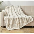 thumbnail image 2 of Elegant Comfort Throw Blanket, Reversible Sherpa Flannel, Soft, Fuzzy, Cozy and Plush- All season Lightweight Decorative Throw, 50 x 60 inches, Alaska Sherpa Throw, Beige, 2 of 6
