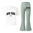 thumbnail image 4 of Kiijoy Girls New York Print Short Sleeve T-Shirt Flared Pants Outfit Set, Sizes 7-13, 4 of 4