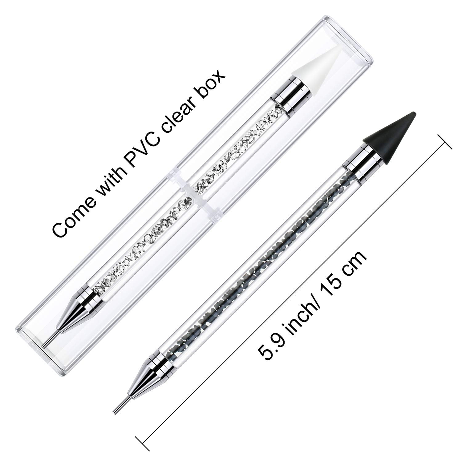 1pcs Crystal Double Head Point Drill Pen Gem Rhinestone Picker Wax Pencil  2Ways Use Sticking Picking Dotting Jewelry Tools