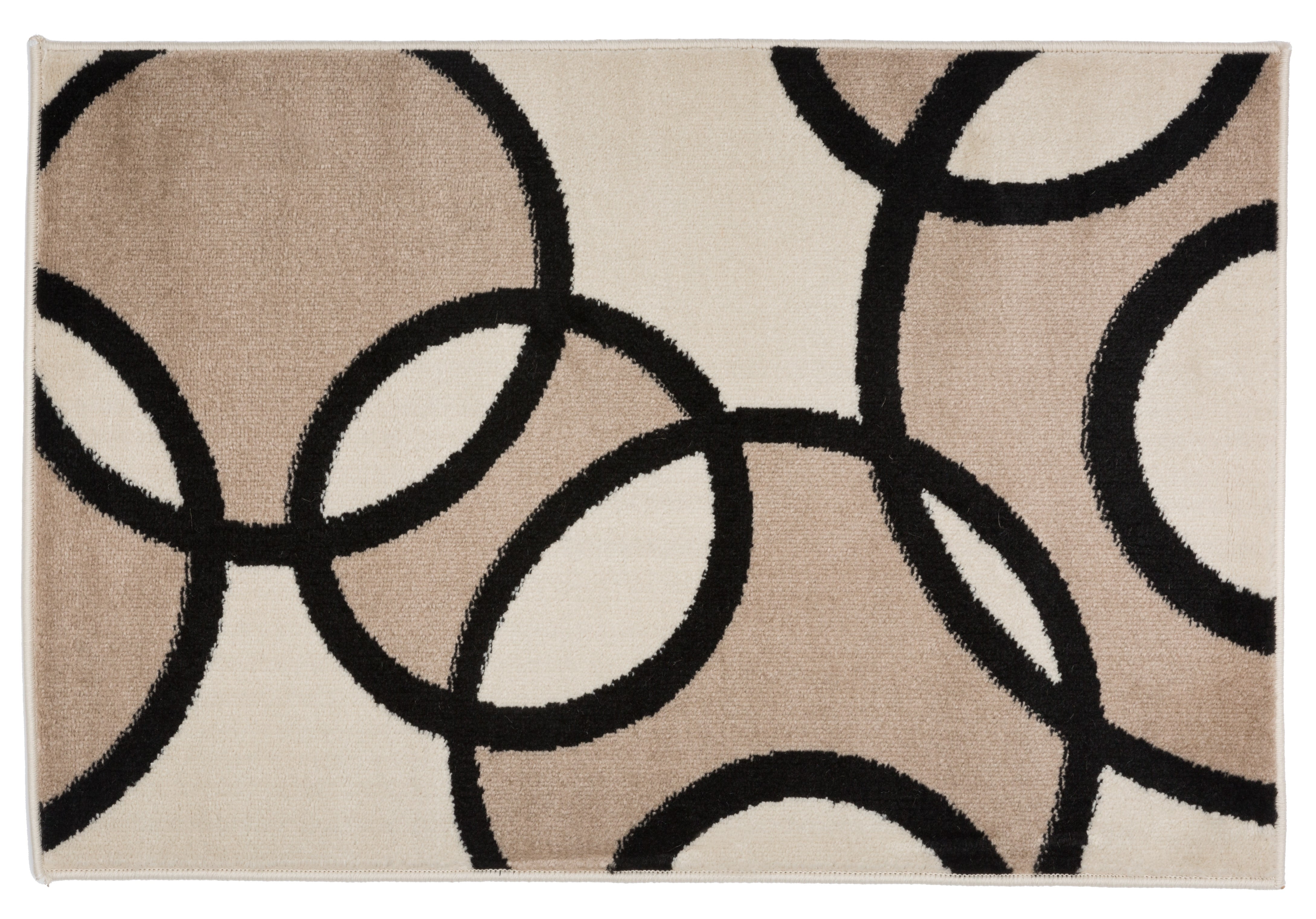 Contemporary Abstract Circles Area Rug 2' x 3' Beige
