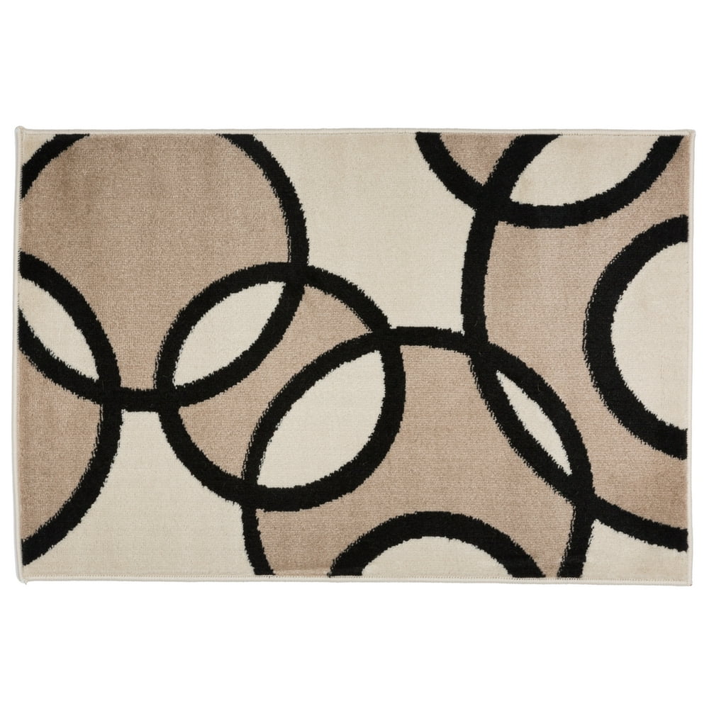 Contemporary Abstract Circles Area Rug 2' x 3' Beige