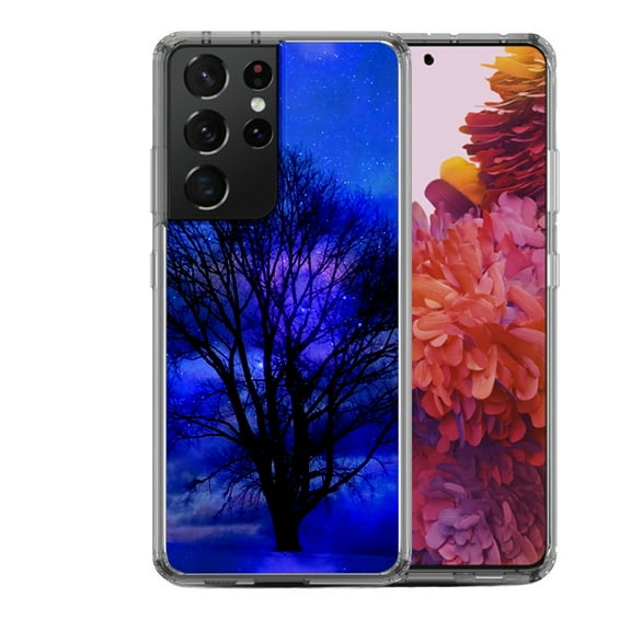 Shockproof Hybrid Bumper Phone Case for Samsung Galaxy S21 Ultra, by OneToughShield ® - Night Tree