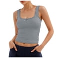 thumbnail image 1 of Women's Scoop Neck Sleeveless Knit Ribbed Fitted Casual Crop Tank Top, 1 of 6
