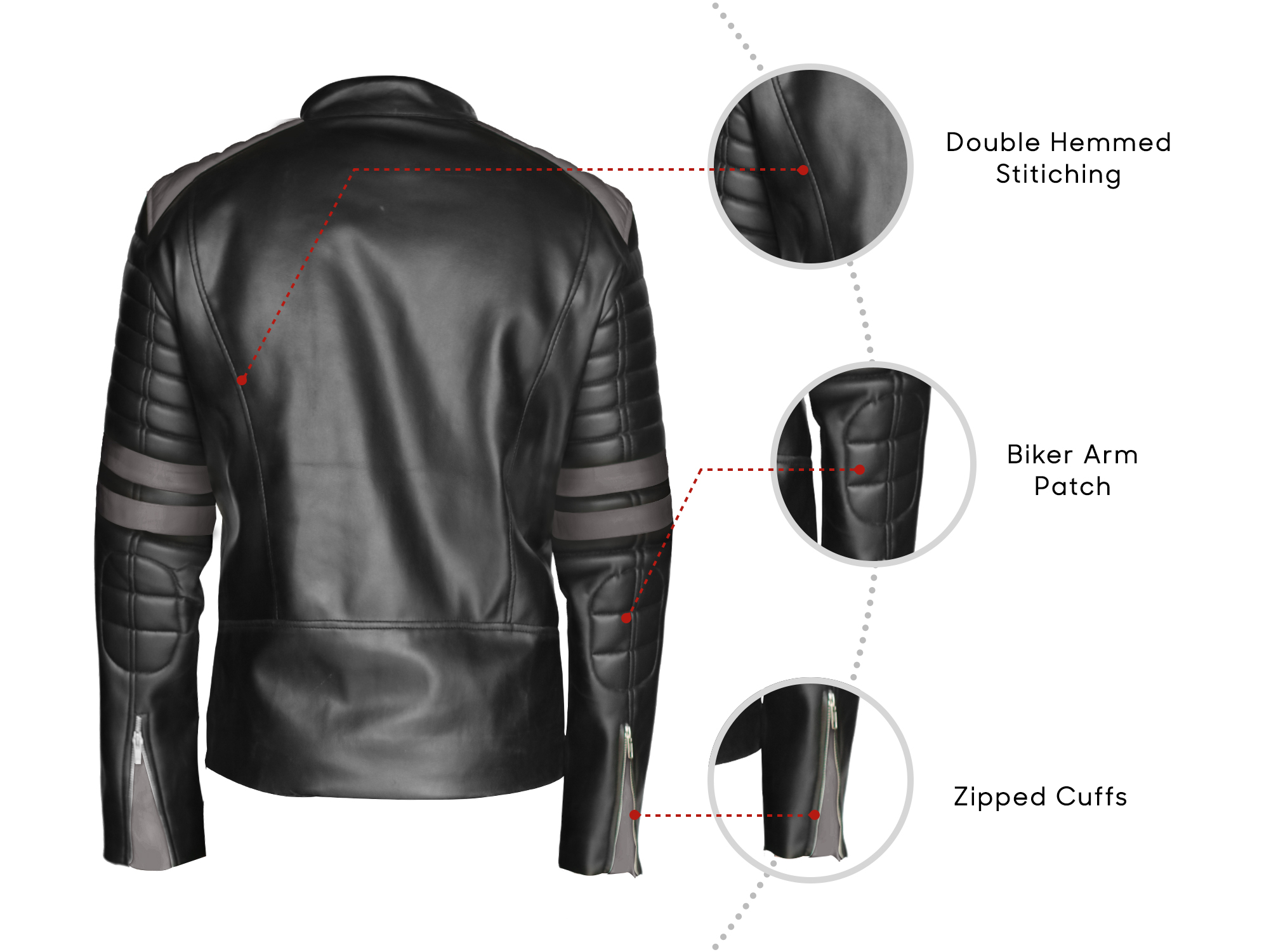 NomiLeather black leather jacket | mens leather jacket and genuine leather jacket men (Black With Grey Strip ) Medium - image 5 of 7