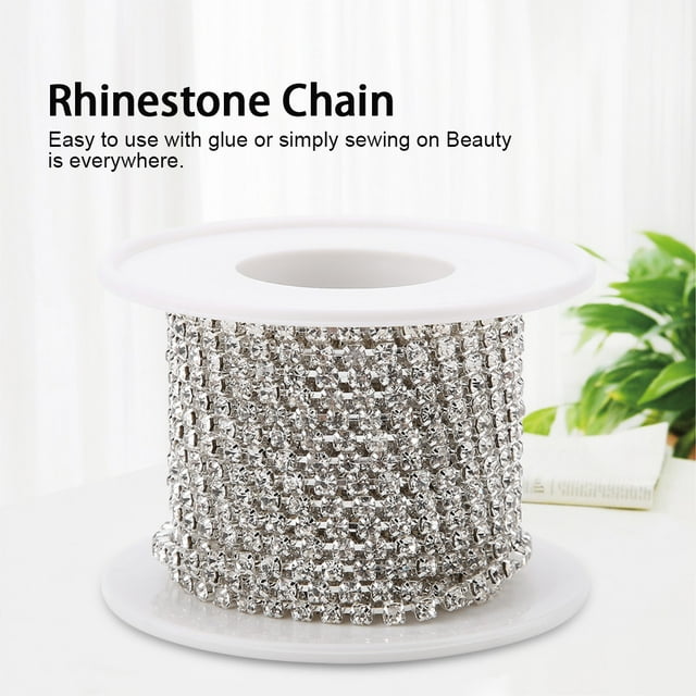 LAFGUR Rhinestone Chain, Easy To Use Rhinestone Cup Chain, For Sewing Costumes Cake Decoration Handbag Bridal Veil Garments Decorating Wedding Party Dolls Scrapbook